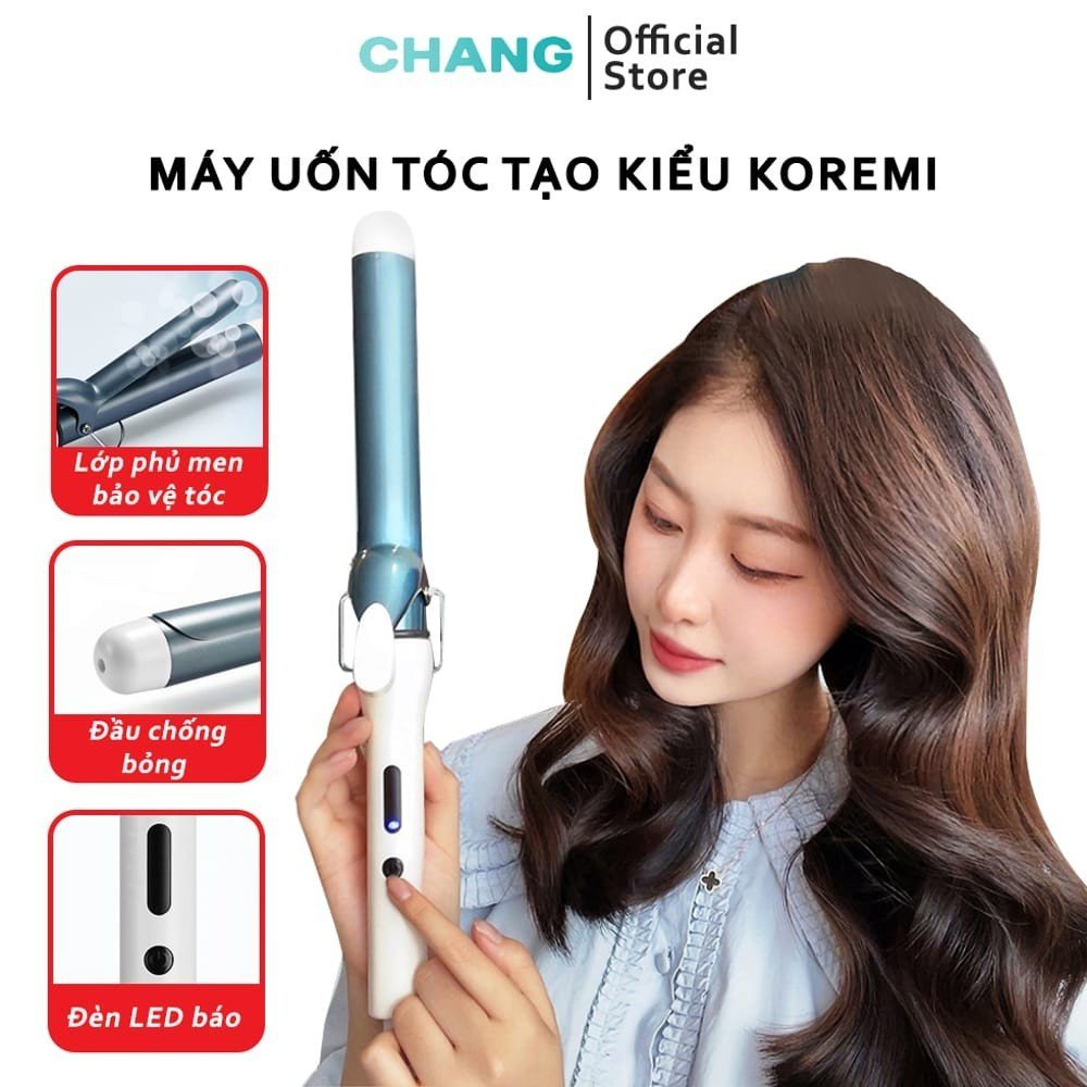 Máy Uốn Tóc Tạo Kiểu Hàn Quốc Koremi, Máy Làm Tóc Xoăn Sóng Tự Động Tạo Kiểu Nhanh Phủ Ceramic Bảo Vệ Tóc