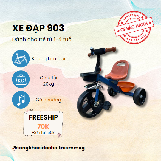Xe đạp ba bánh khung kim loại cho bé mã 903