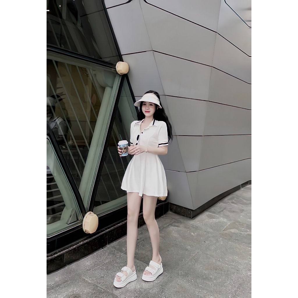 Đầm Xoè Cổ Trụ Thun Gân , 2 màu Đen Trắng siêu xinh, Freesize 40-55kg - Kin_clothing | BigBuy360 - bigbuy360.vn