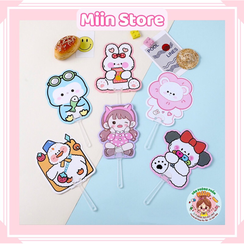 Quạt Nhựa Cầm Tay Hình Động Vật Đáng Yêu Cho Học Sinh