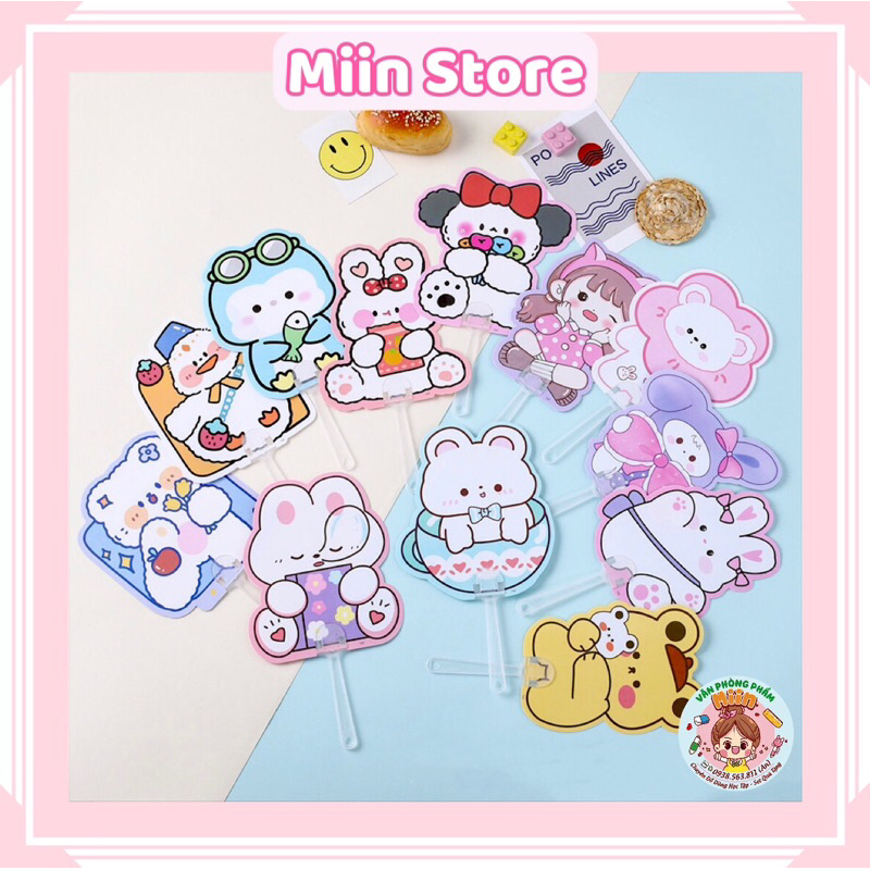 Quạt Nhựa Cầm Tay Hình Động Vật Đáng Yêu Cho Học Sinh