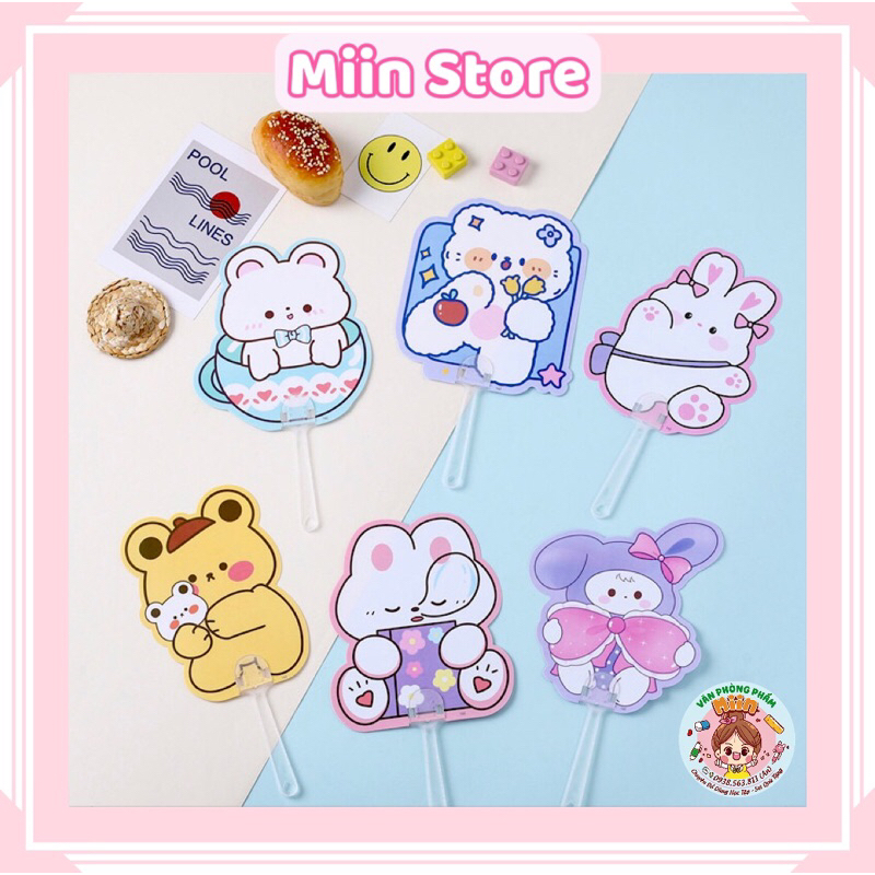 Quạt Nhựa Cầm Tay Hình Động Vật Đáng Yêu Cho Học Sinh