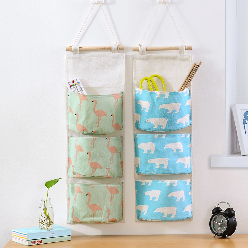 Giỏ Túi Vải Canvas 3 Tầng Treo Tường Đựng Đồ Tiện Lợi Tiết Kiệm Diện Tích