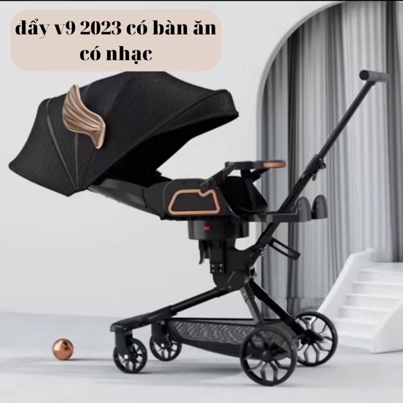 Xe đẩy v9 2023 có bàn ăn và nhạc 2 chiều dùng từ sơ sinh