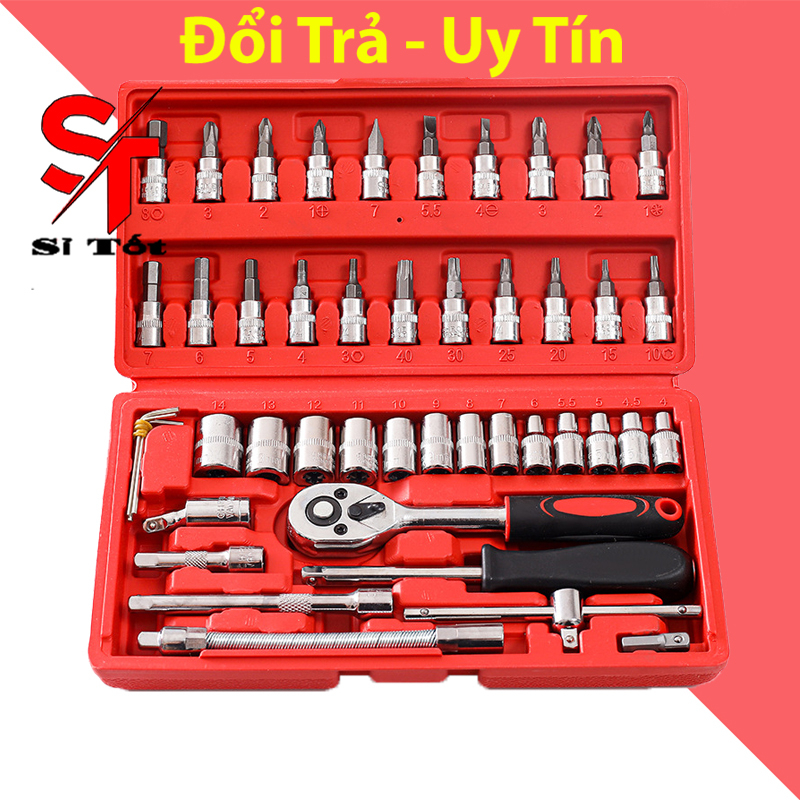 Bộ Dụng Cụ Mở Bu Lông Ốc Vít 46 Chi Tiết Chất Liệu Thép Chống Gỉ Chất Lượng Cao, Sửa Chữa Ô Tô Xe Máy Đa Năng