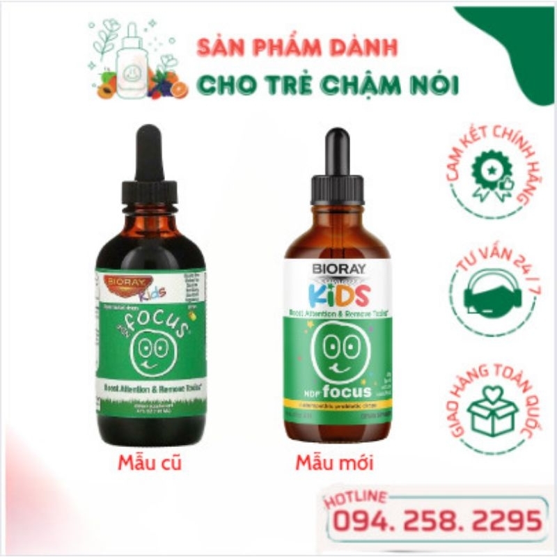 NDF Focus Bioray Kids ⚡ CAO CẤP ⚡ Siro tăng cường sự chú ý, khả năng tập trung, nhận thức cho bé ( dung tích 118ml )