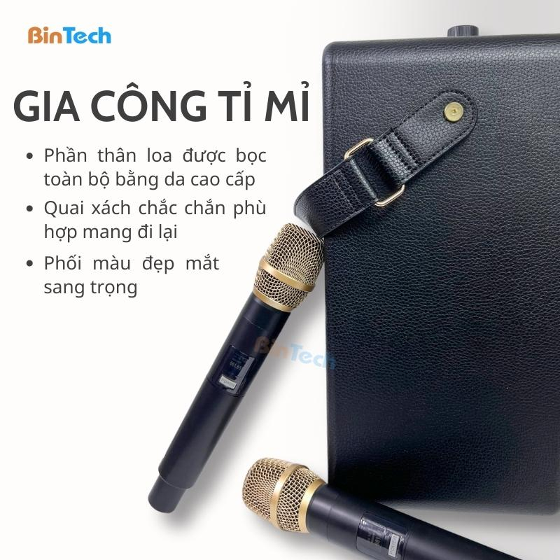 Loa Kéo Karaoke Bluetooth Công Suất Lớn BINTECH , 2 Mic, Bass Mạnh, Âm Thanh Vòm Sống Động, Công Suất Lớn