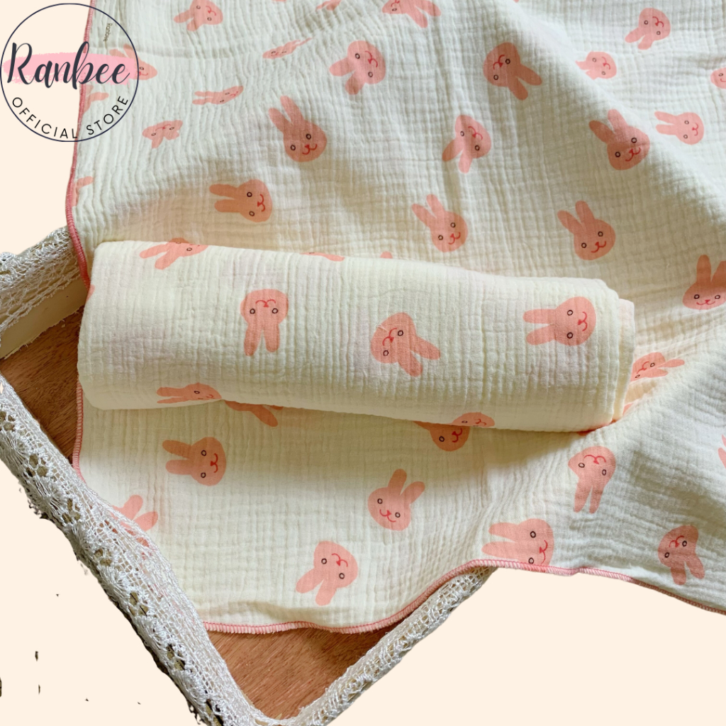 Khăn Tắm Cho Bé Sơ Sinh Ranbee Chất Xô Muslin Hàn 2 lớp