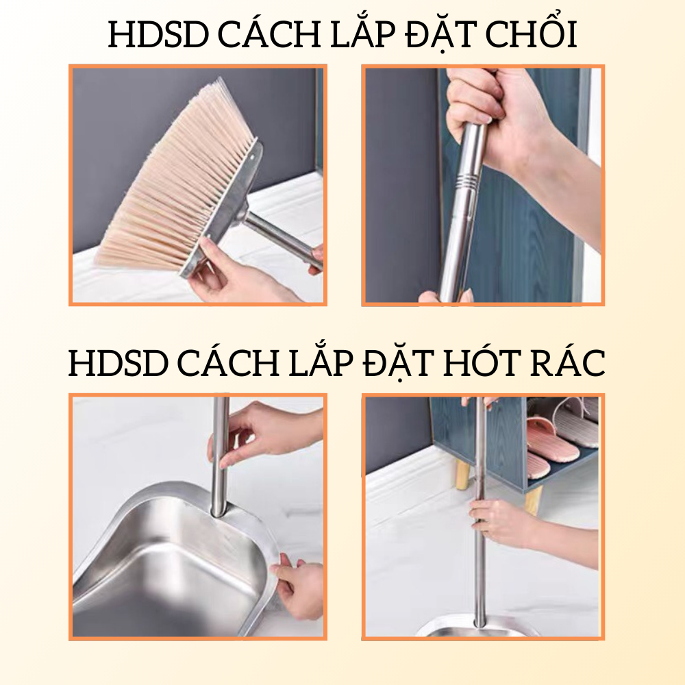 Chổi Quét Nhà Chổi Kèm Hót Rác Tiện Dụng Chất Liệu Inox Chắc Chắn Moda.H