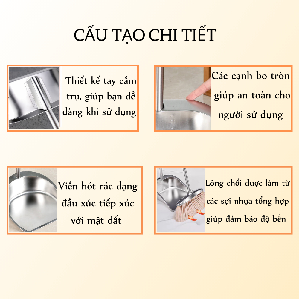 Chổi Quét Nhà Chổi Kèm Hót Rác Tiện Dụng Chất Liệu Inox Chắc Chắn Moda.H
