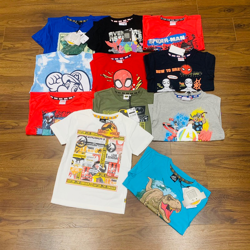 Áo siêu nhân cho bé trai áo cộc tay cho bé trai hàng xuất dư chất liệu cotton hình in siêu nhân đẹp