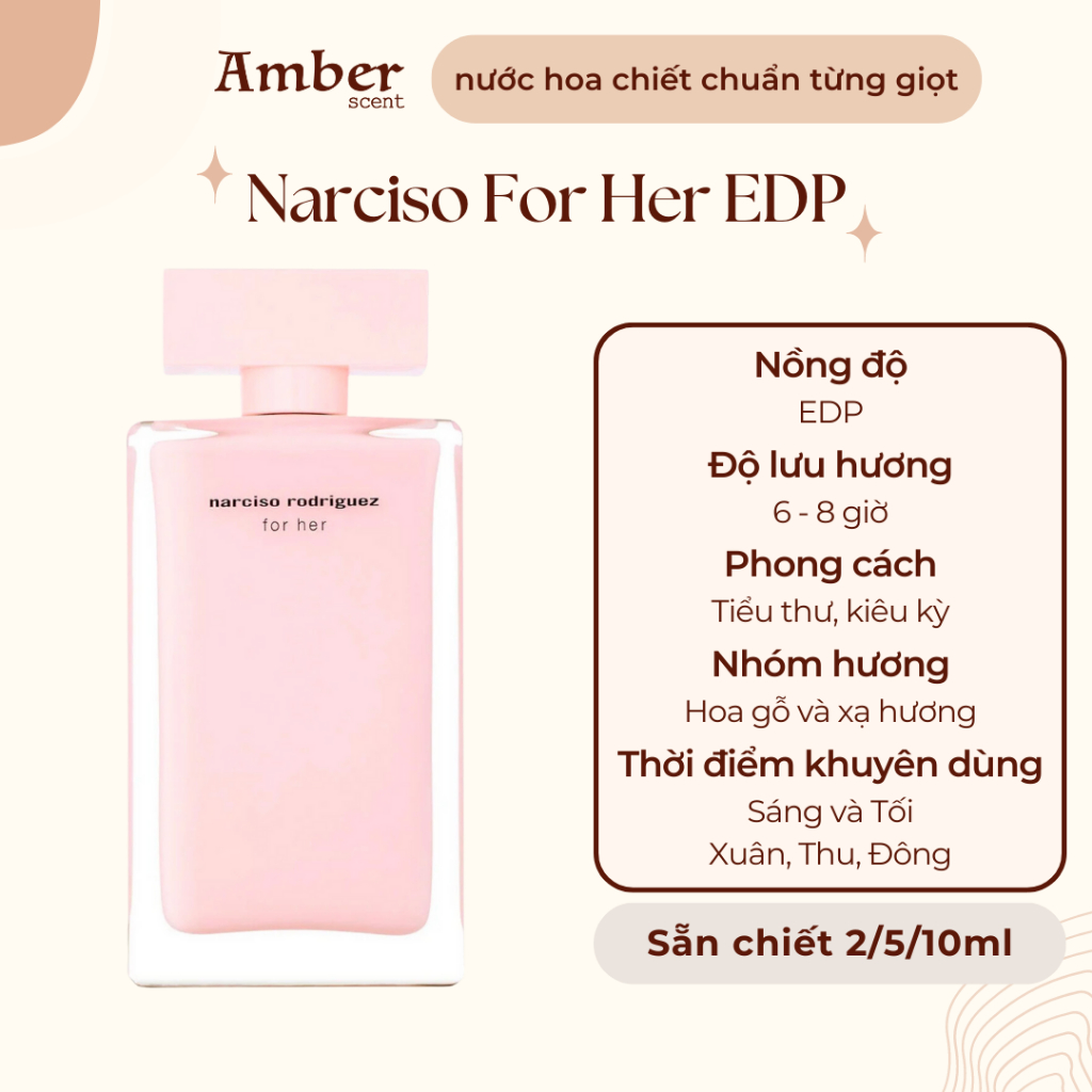 Mẫu thử nước hoa nữ Nar For Her EDP, nar hồng