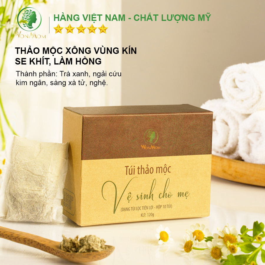 [ Giảm 35K - Đơn 339K ] Bộ trẻ hóa cửa mình chuyên sâu Wonmom (1 Chậu xông + 1 Dung dịch vệ sinh + 1 Hộp xông cửa mình)