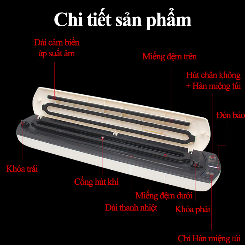 Máy Hút Chân Không Thực Phẩm Gia Đình Vacuum Sealer S Không Kén Túi Cao Cấp Máy Hàn Miệng Túi Mini Cầm Tay Lực Hút Mạnh