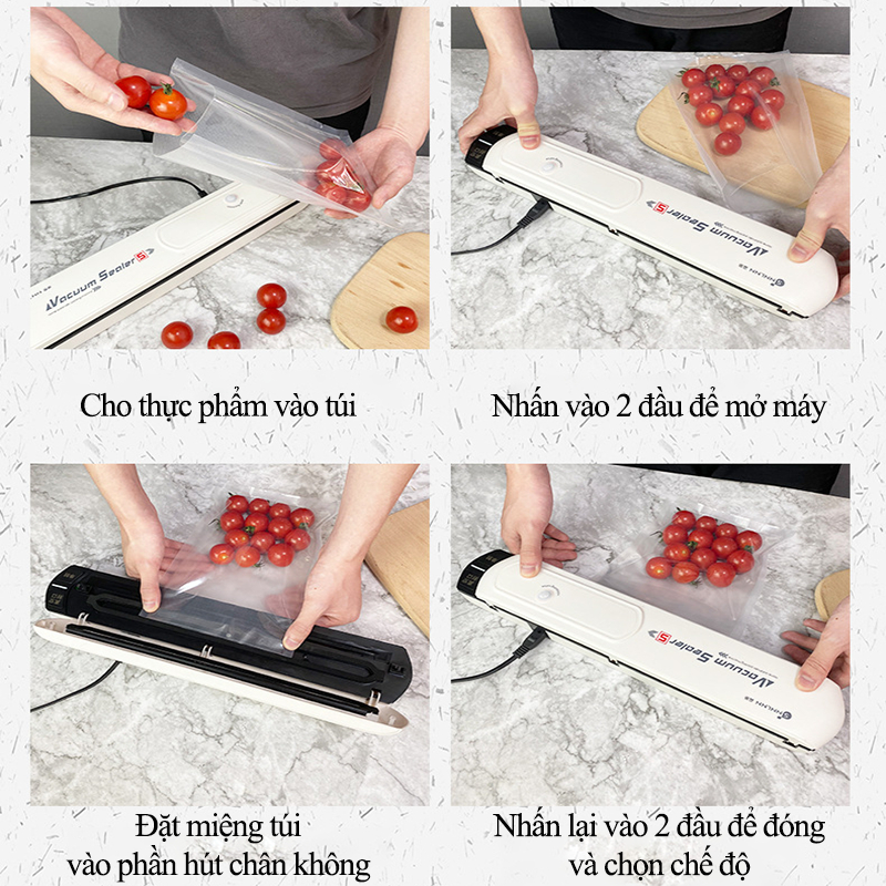 Máy Hút Chân Không Thực Phẩm Gia Đình Vacuum Sealer S Không Kén Túi Cao Cấp Máy Hàn Miệng Túi Mini Cầm Tay Lực Hút Mạnh