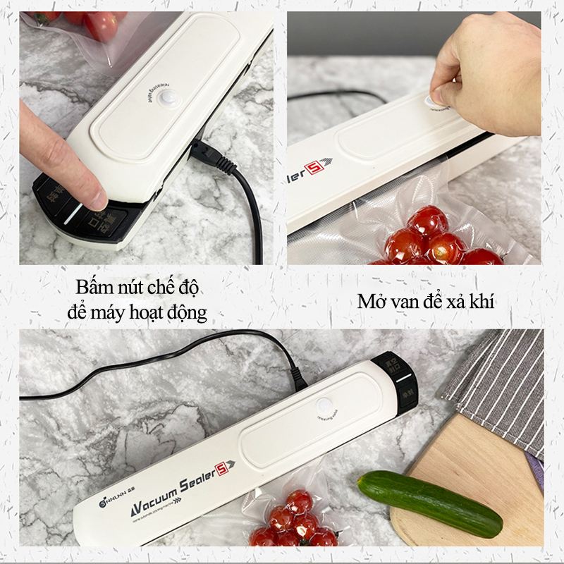 Máy Hút Chân Không Thực Phẩm Gia Đình Vacuum Sealer S Không Kén Túi Cao Cấp Máy Hàn Miệng Túi Mini Cầm Tay Lực Hút Mạnh