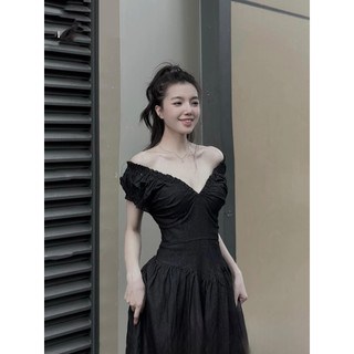 Đầm maxi dài jean trể vai