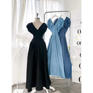 Đầm maxi dài jean trể vai