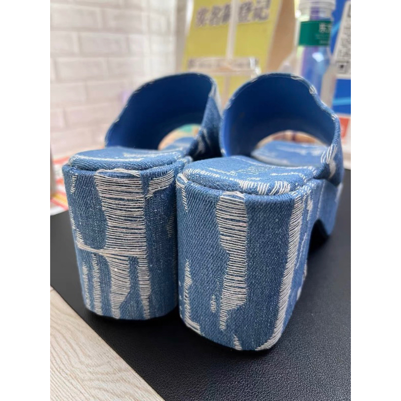 ORDER  🌹 Dép quai ngang da trơn denim , da trơn đế bánh mì 7cm