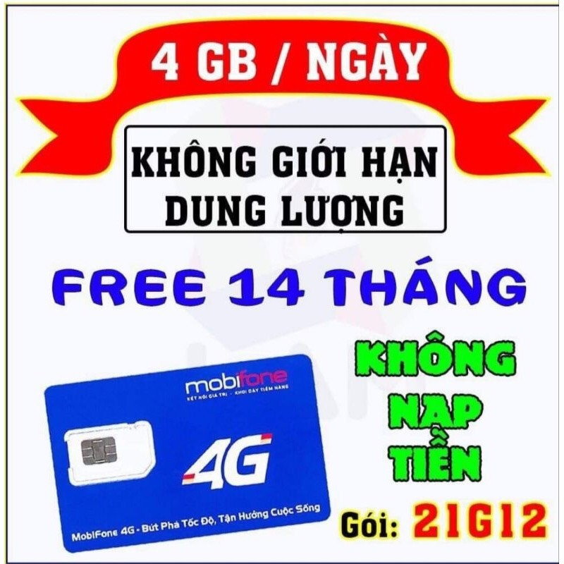 SIM MOBI FULL DATA  12MDT150 12MDT50 LOCAL A500 12A50S  MDT250 TẶNG 48GB/NĂM-KHÔNG TỐN PHÍ DUY TRÌ HÀNG THÁNG