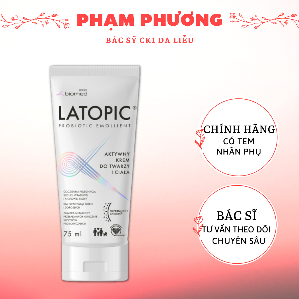 LATOPIC kem bôi dịu da tức thời, giảm ngứa Face và Body hết khô da dưỡng ẩm 75ml - Bác sĩ Phương