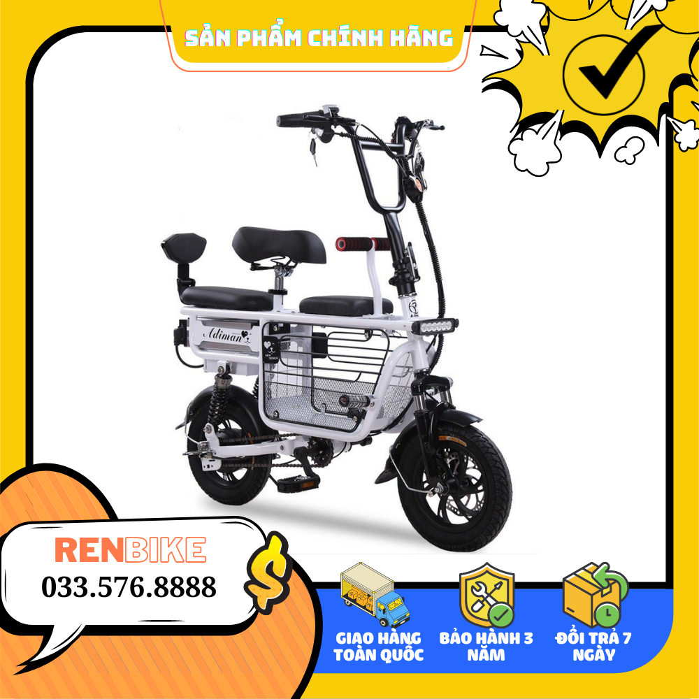 Xe Điện Mini Gấp Gọn ADIMAN X1, Xe Điện Mini Gấp Gọn, 3 Ghế Ngồi, Pin Lithium Cao cấp, BH 24 tháng