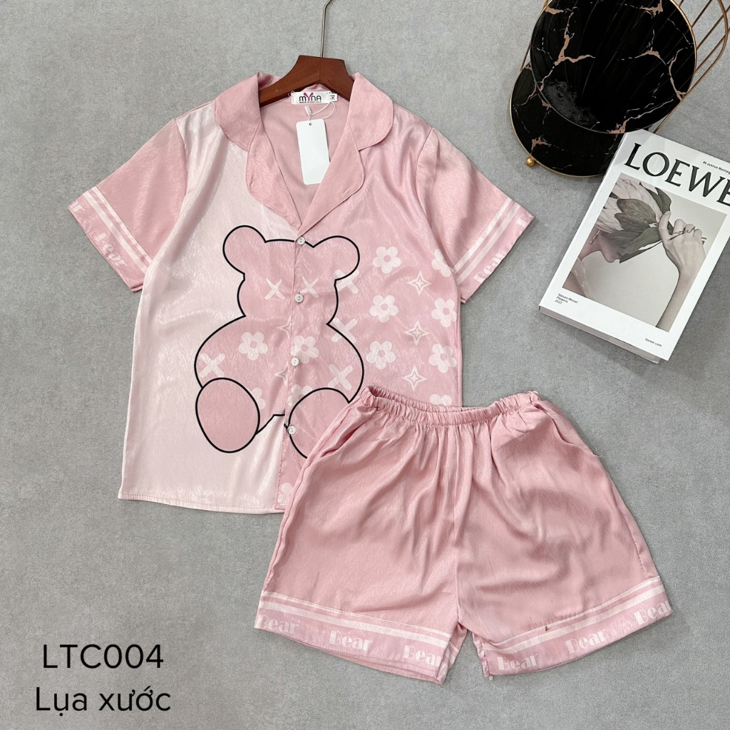 Pijama đùi tiểu thư lụa latin phối hàn♥️Freeship♥️mềm mịn, thoáng mát♥️bao đẹp♥️bao giặt máy