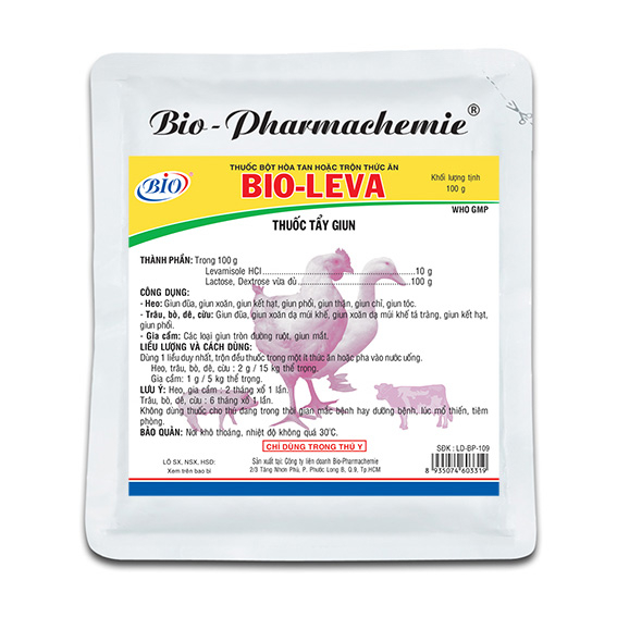 BIO LEVA 100g tây giun heo trâu bò dê gia cầm