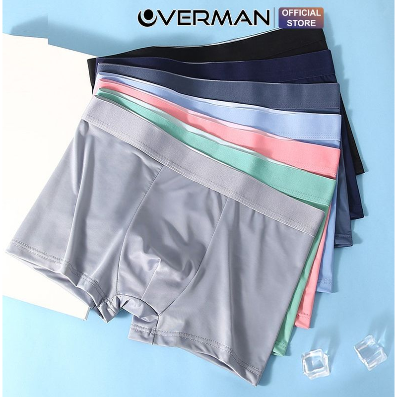 Quần lót nam boxer lụa băng siêu mịn, quần sịp nam cạp to co dãn 4 chiều cao cấp SL02 - OVERMAN
