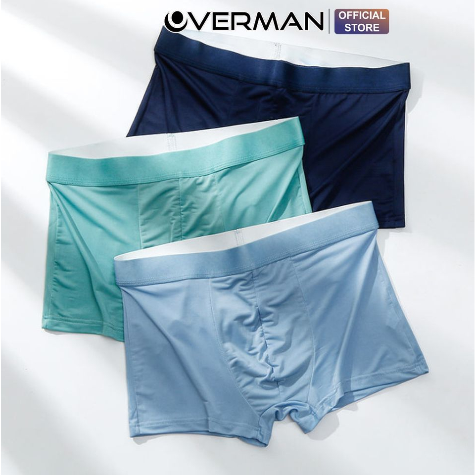 Quần lót nam boxer lụa băng siêu mịn, quần sịp nam cạp to co dãn 4 chiều cao cấp SL02 - OVERMAN