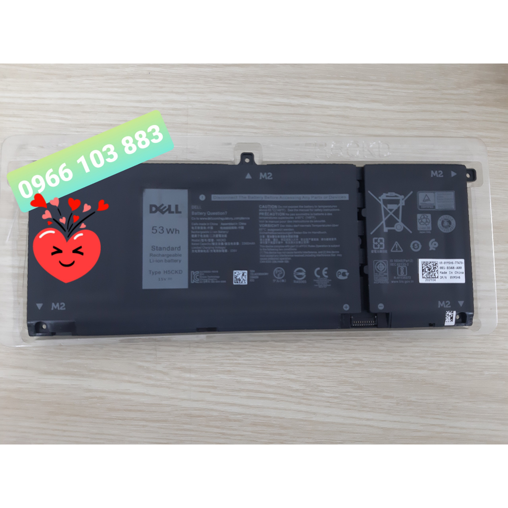 Pin Dành Cho Laptop Dell LATITUDE 3410 3510 Inspiron 5401 5402 5406 5502 7405 7306 7500 7506 53W H5CKD Zin New