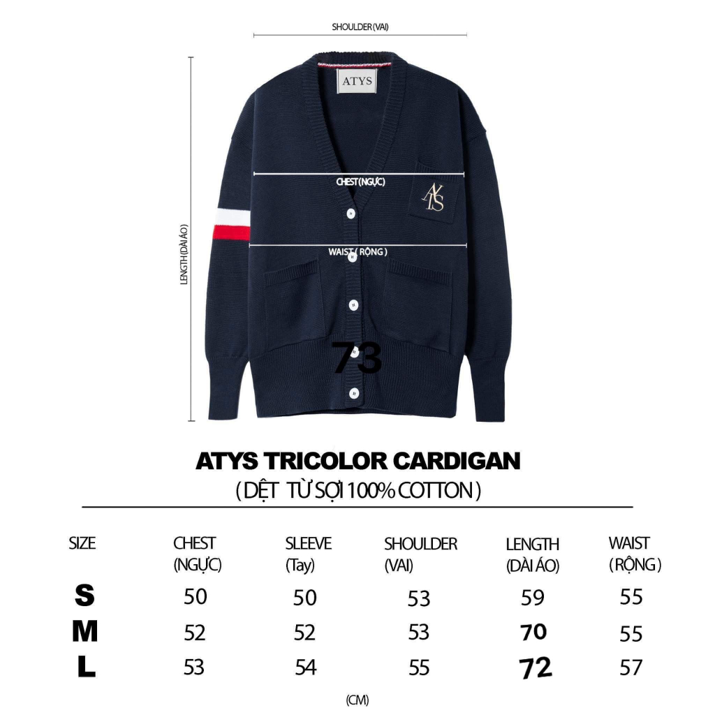 Áo 𝐀𝐓𝐘𝐒® 𝐓𝐑𝐈𝐂𝐎𝐋𝐎𝐑 𝐂𝐀𝐑𝐃𝐈𝐆𝐀𝐍 (XÁM)