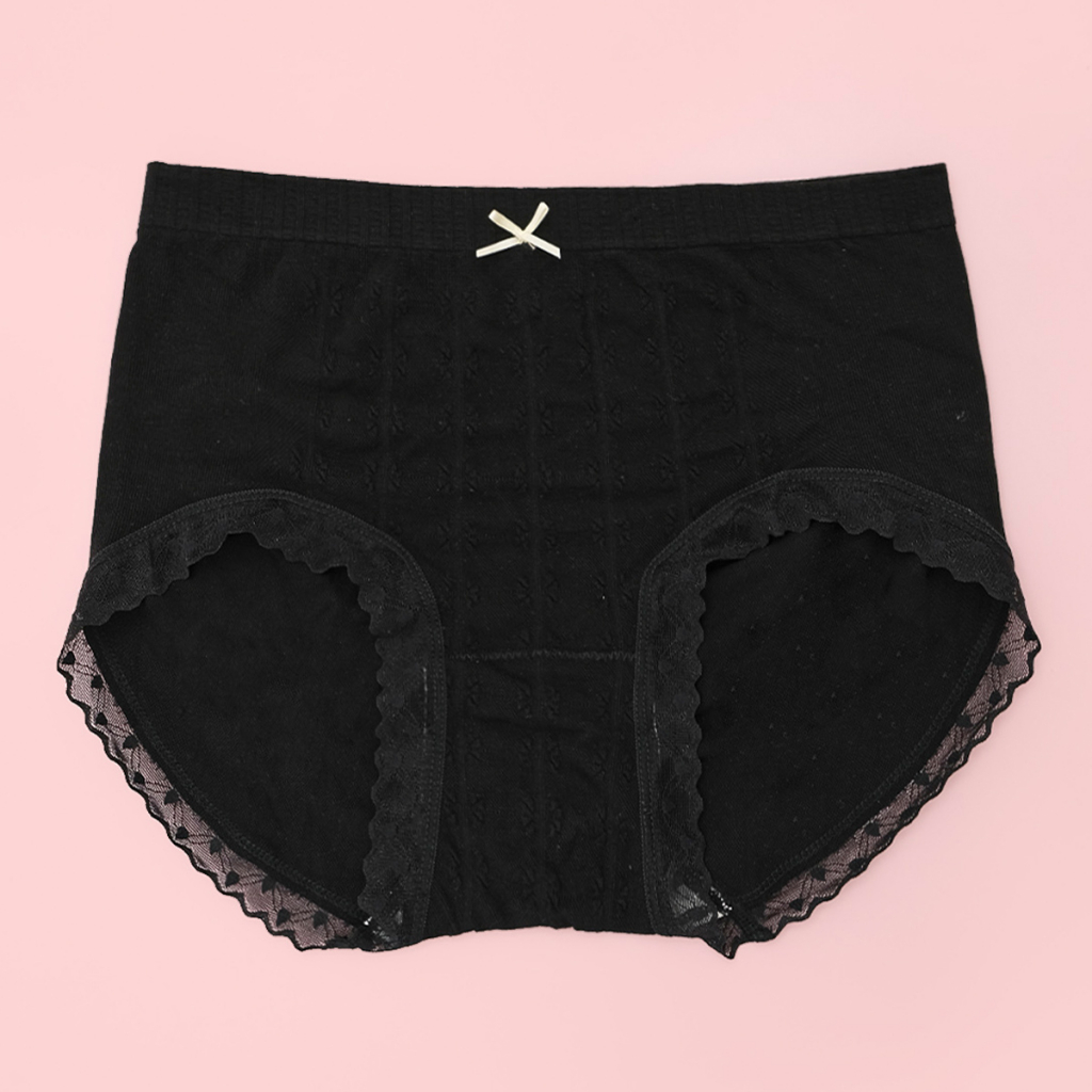 Quần Lót Nữ Cotton Cạp Cao Phối Viền Ren LUQL781 Nâng Mông Kháng Khuẩn Khử Mùi Co Giãn Tốt