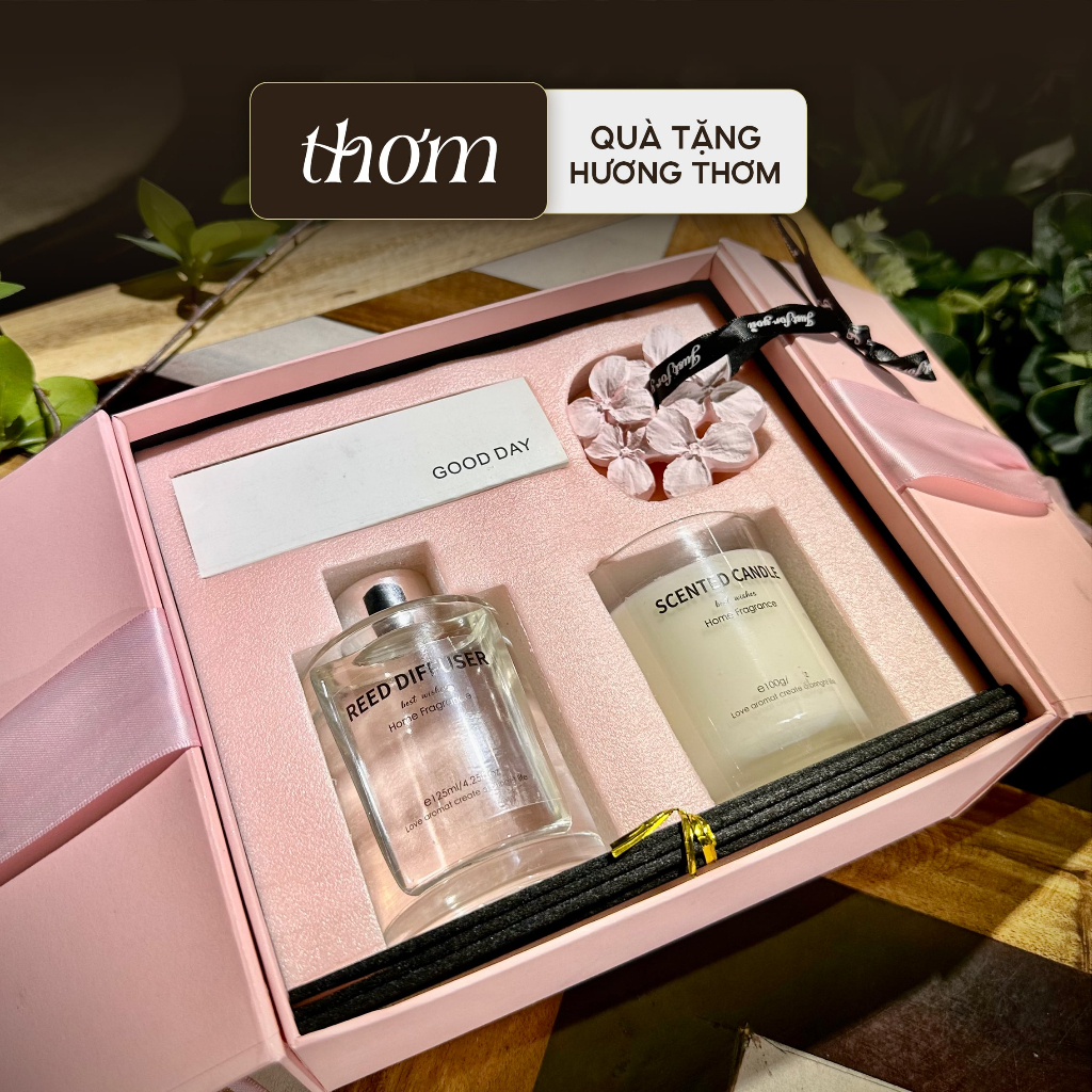Hộp Quà Nến Thơm Tinh Dầu Cao Cấp Hoa Anh Đào Thiên Nhiên Giúp Thư Giãn Và An Toàn Khi Sử Dụng