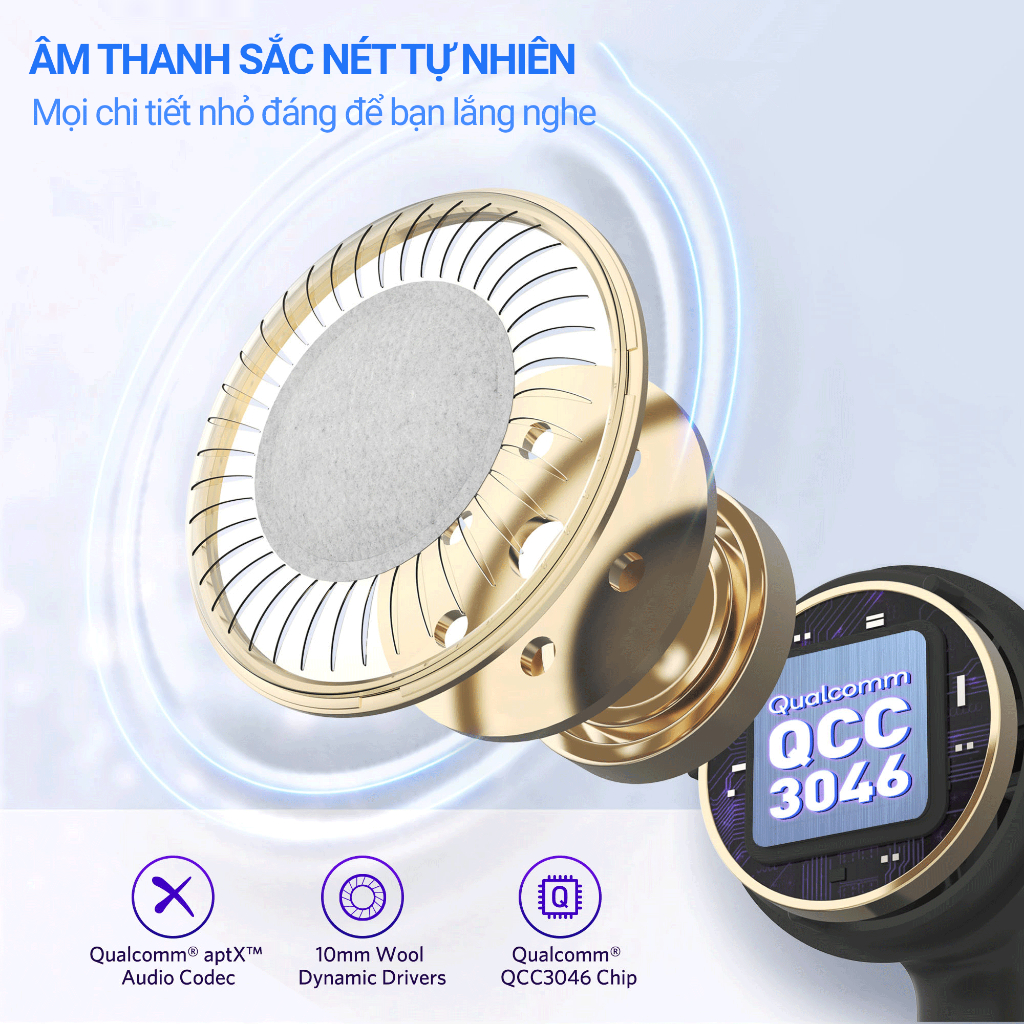 Tai nghe True Wireless EarFun Air S chống ồn ANC Bluetooth 5.2 chế độ Game mode