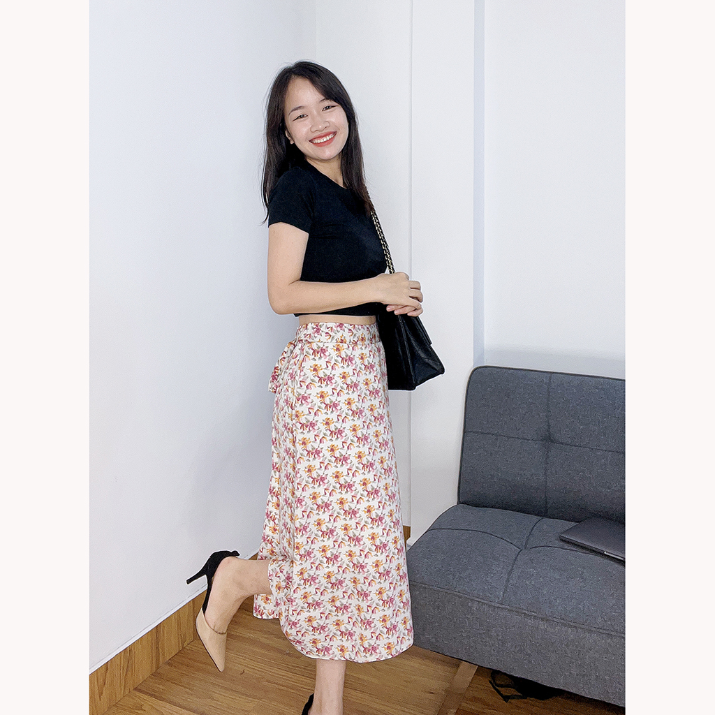 Chân váy hoa dáng dài nữ tính SR005