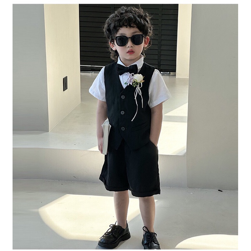 Set Vest Gile Quần Short Sơmi Tay Ngắn Vải Tây Cotton Nhật Loại 1