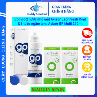 Combo 2 nước nhỏ mắt Avizor Lacrifresh Comfort 15ml và 1 nước ngâm Avizor GP Multi 240ml- Buddy Central