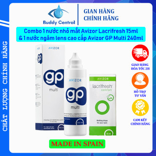 Combo 1 nước nhỏ mắt Avizor Lacrifresh Comfort 15ml và 1 nước ngâm Avizor GP Multi 240ml - Buddy Central