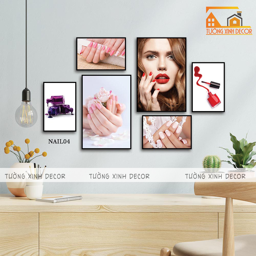 BỘ 6 TRANH NAIL MAKEUP - Trang trí SPA -Nail