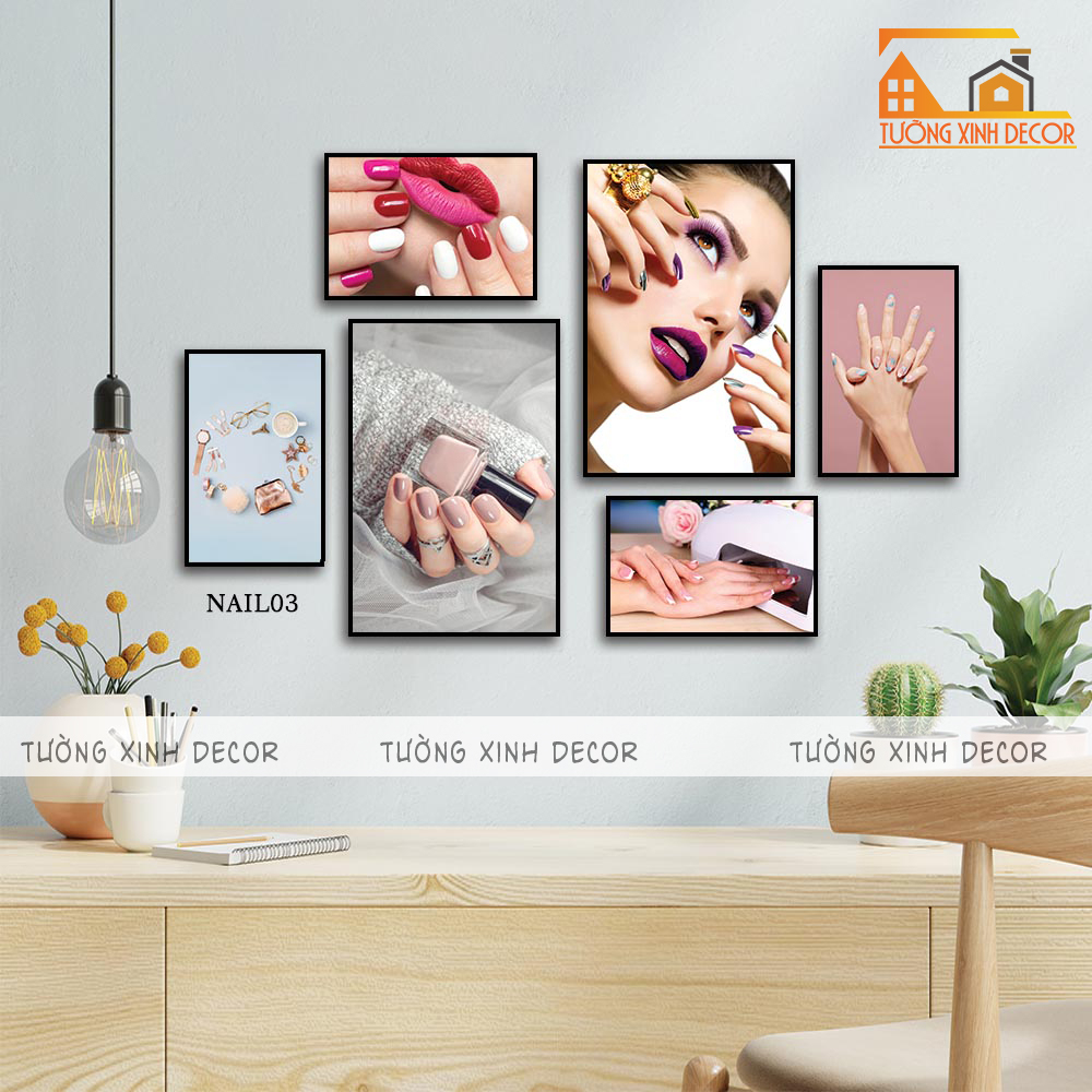 BỘ 6 TRANH NAIL MAKEUP - Trang trí SPA -Nail