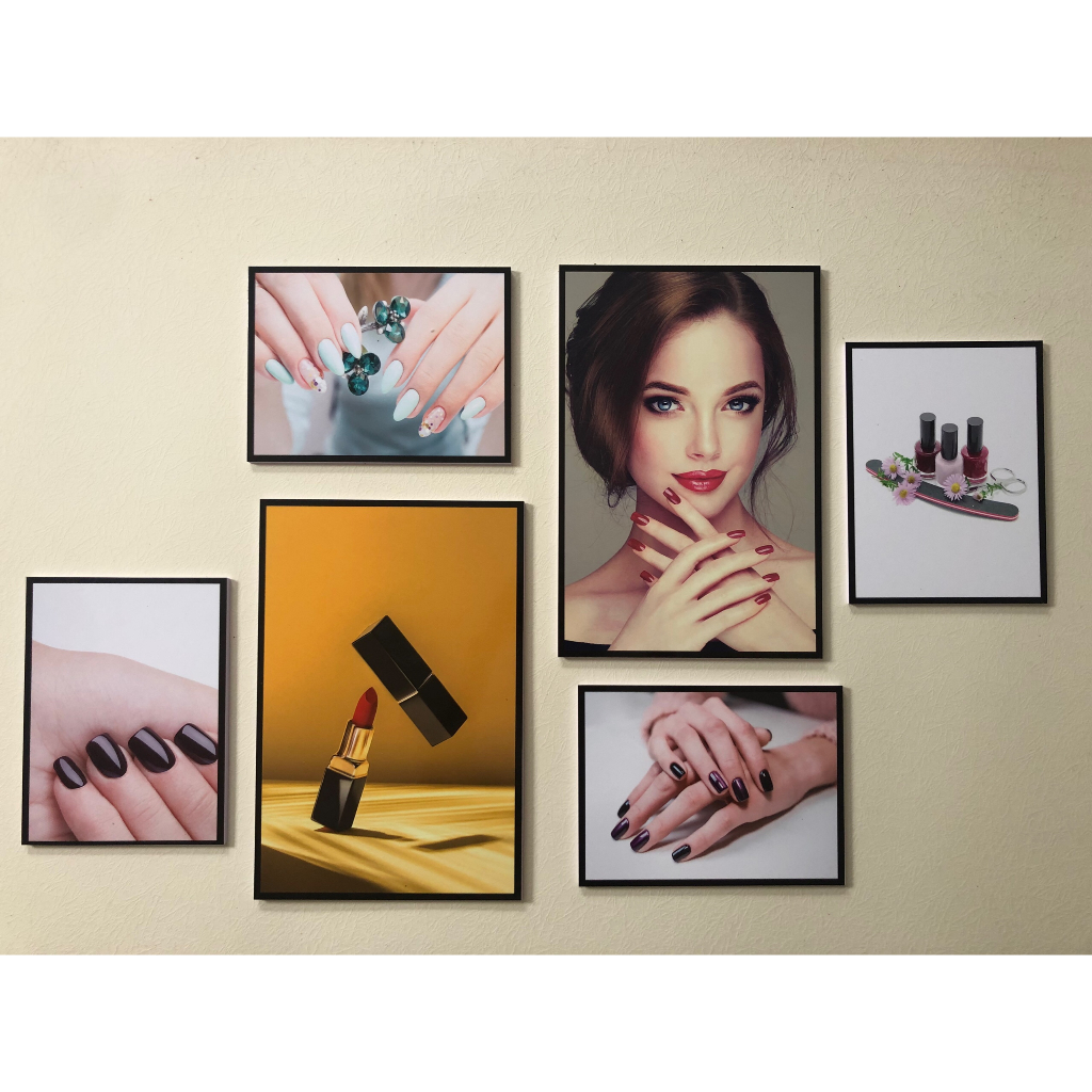 BỘ 6 TRANH NAIL MAKEUP - Trang trí SPA -Nail