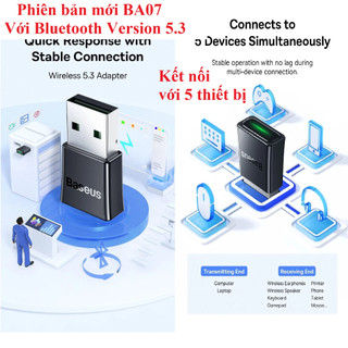 Adapter tạo Bluetooth cho máy tính / usb bluetooth V5.3 Baseus BA07