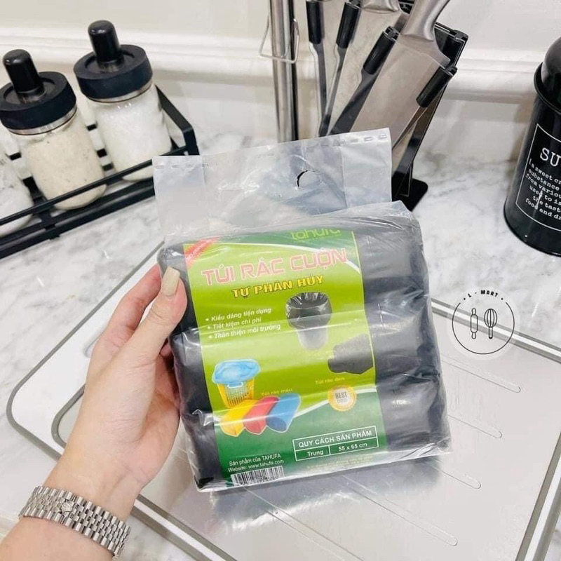 BỌC 3 CUỘN TÚI ĐỰNG RÁC MÀU ĐEN CUỘN 500G SIZE TRUNG 55X65CM