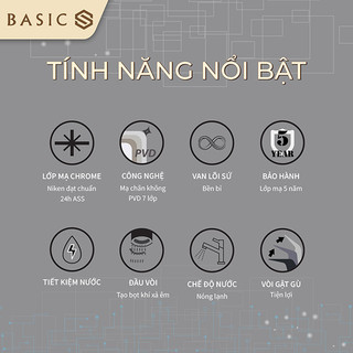 Vòi Lavabo Nóng lạnh Basic BW 601V Đồng mạ (Tặng kèm bộ xả Lavabo)
