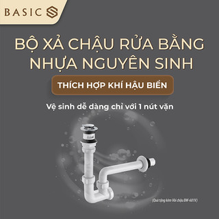 Vòi Lavabo Nóng lạnh Basic BW 601V Đồng mạ (Tặng kèm bộ xả Lavabo)