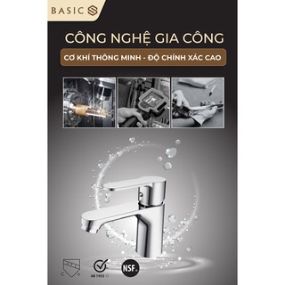 Vòi Lavabo Nóng lạnh Basic BW 601V Đồng mạ (Tặng kèm bộ xả Lavabo)
