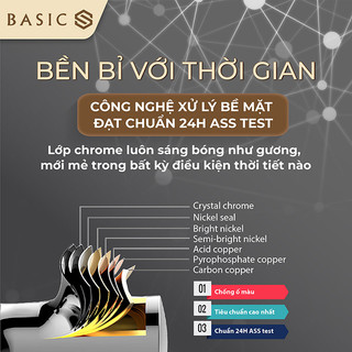 Vòi Lavabo Nóng lạnh Basic BW 601V Đồng mạ (Tặng kèm bộ xả Lavabo)