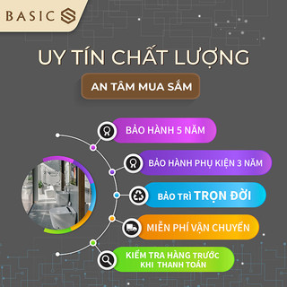 Vòi Lavabo Nóng lạnh Basic BW 601V Đồng mạ (Tặng kèm bộ xả Lavabo)