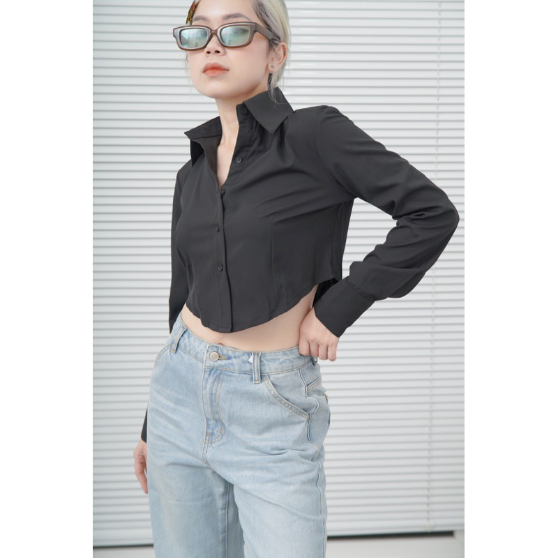 SM020 Sơmi vạt bầu crop